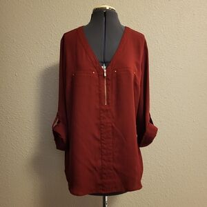 BCX Brick-Red Blouse Size XL
